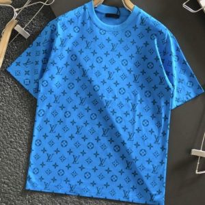 Replica Designer Louis Vuitton Men Fashion Versatile Printed Round Neck Short Sleeve T-Shirt