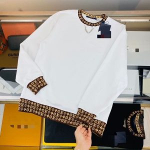 Replica Designer Louis Vuitton Men Knitted Stitching Pattern Round Neck Casual All-Match Long-Sleeve Sweater