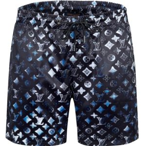 Replica Designer Louis Vuitton Men Multicolor Letter Printing Slim Casual Shorts