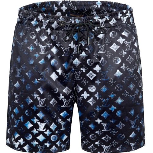 Replica Designer Louis Vuitton Men Multicolor Letter Printing Slim Casual Shorts