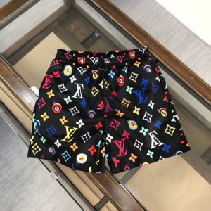 Replica Designer Louis Vuitton Men Multicolor Printed Casual Shorts