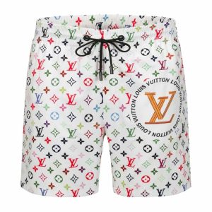 Replica Designer Louis Vuitton Men Simple Printing Casual Five-Point Pants