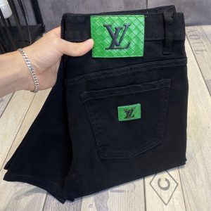 Replica Designer Louis Vuitton Men Simple Style Black Slim Jeans