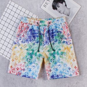 Replica Designer Louis Vuitton Men Tie Dye Print Casual Loose Shorts
