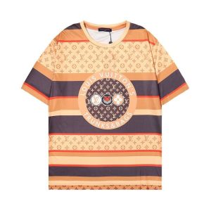 Replica Designer Louis Vuitton Men'S Casual Round Stripe Striped Contrast Color Short Sleeve T-Shirt