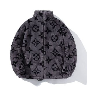 Replica Designer Louis Vuitton Plush Stand Collar Jacket