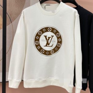 Replica Designer Louis Vuitton Print Crew Neck Long Sleeve Sweatshirt
