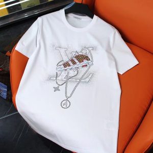 Replica Designer Louis Vuitton Short-Sleeved T-Shirt Men Summer Shoes Pattern Printing Top