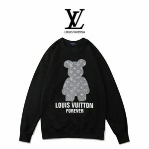 Replica Designer Louis Vuitton Simple Bear Print Crew Neck Loose Sweatshirt
