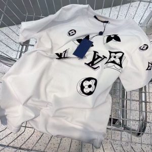 Replica Designer Louis Vuitton Simple Letter Print Crew Neck Short Sleeve T-Shirt