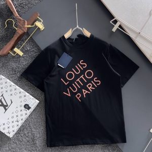 Replica Designer Louis Vuitton Simple Letter Print Loose T-Shirt