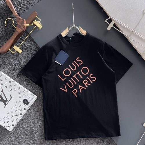 Replica Designer Louis Vuitton Simple Letter Print Loose T-Shirt