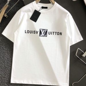 Replica Designer Louis Vuitton Simple Letter Print Short Sleeve Loose T-Shirt