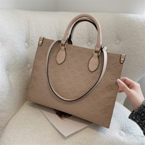 Replica Designer Louis Vuitton Simple Solid Color Embossed Large Capacity Tote Bag