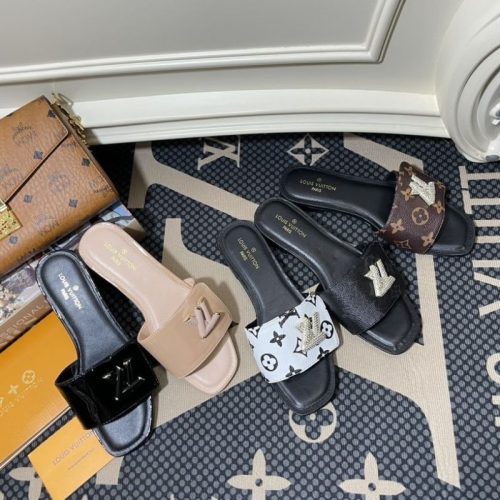 Replica Designer Louis Vuitton Stylish Square Toe Open Toe Slippers