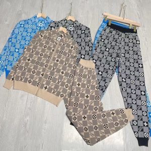 Replica Designer Louis Vuitton Summer Fashion Top Casual Zipper Cardigan Pencil Pants Two-Piece Sets