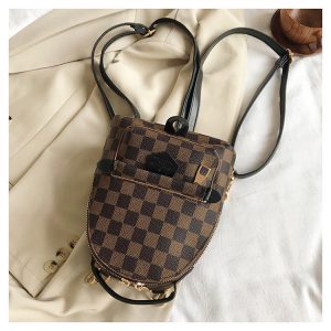 Replica Designer Louis Vuitton Vintage Checkerboard Print Large Capacity Backpack