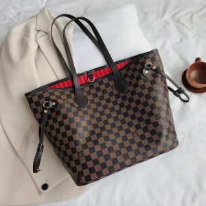 Replica Designer Louis Vuitton Vintage Checkerboard Print Large Capacity Tote