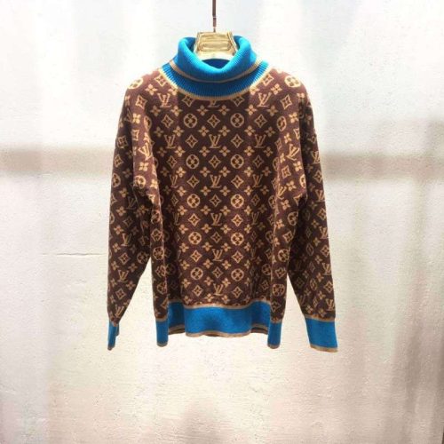 Replica Designer Louis Vuitton Vintage Letter Jacquard Knit Turtleneck Long Sleeve Knit Top