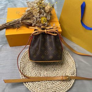 Replica Designer Louis Vuitton Vintage Letter Print Drawstring Bucket Bag