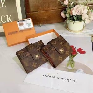 Replica Designer Louis Vuitton Vintage Letter Print Mini Wallet