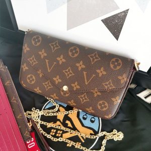 Replica Designer Louis Vuitton Vintage Print Flap 3-In-1 Chain Shoulder Bag