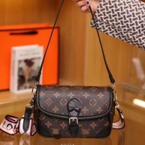 Replica Designer Louis Vuitton Vintage Print Wide Strap Shoulder Bag