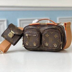 Replica Designer Louis Vuitton Vintage Print Wide Strap Shoulder Bag