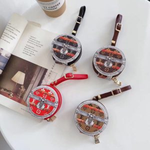 Replica Designer Louis Vuitton Vintage Print Zipper Bluetooth Headphone Storage Bag