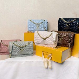 Replica Designer Louis Vuitton Women All-Match Checkered Stripe Pattern Shoulder Messenger Bag