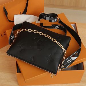 Replica Designer Louis Vuitton Women All-Match Solid Color Printing Fashion Chain Bag