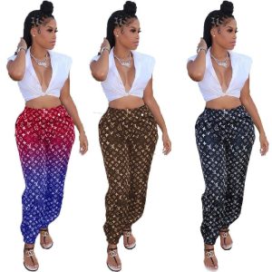 Replica Designer Louis Vuitton Women Autumn Gradient Fashion Printing Trousers