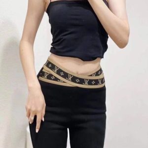 Replica Designer Louis Vuitton Women Elastic Nylon Letter Embroidered Body Tights