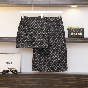 Replica Designer Louis Vuitton Women Jacquard Denim Split One-Step Skirt