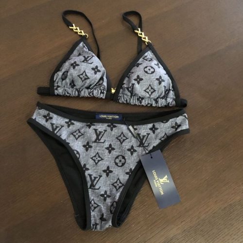 Replica Designer Louis Vuitton Women Letter Printing Sexy Bikini Two Piece Set