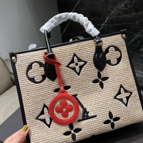 Replica Designer Louis Vuitton Women Retro Style Straw Woven Tote Bag