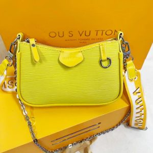 Replica Designer Louis Vuitton Women Retro Water Ripples Solid Color One Shoulder Messenger Saddle Bag