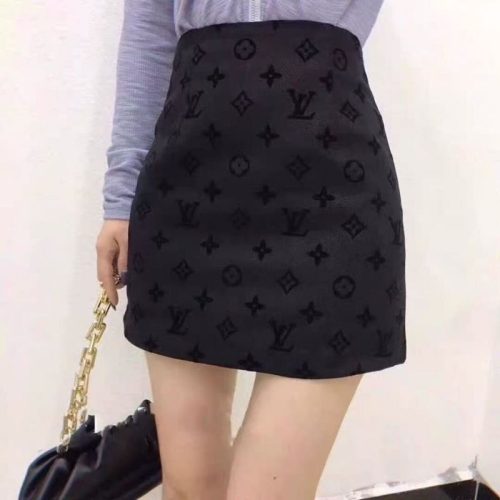 Replica Designer Louis Vuitton Women Sexy High Waist Solid Color Printing Skirt