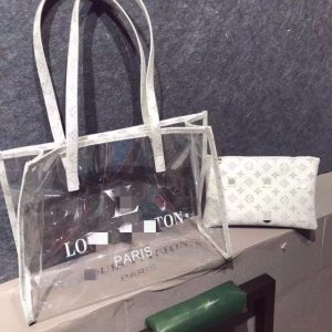 Replica Designer Louis Vuitton Women Simple Printing Transparent Shoulder Jelly Bag