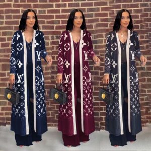 Replica Designer Louis Vuitton Women Temperament Printing Cardigan Long-Sleeved Woolen Coat