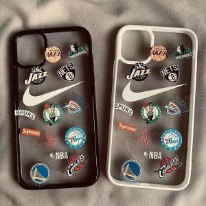 Replica Designer Nike Transparent Painted Sports Pattern Anti-Fall Mobile Phone Case