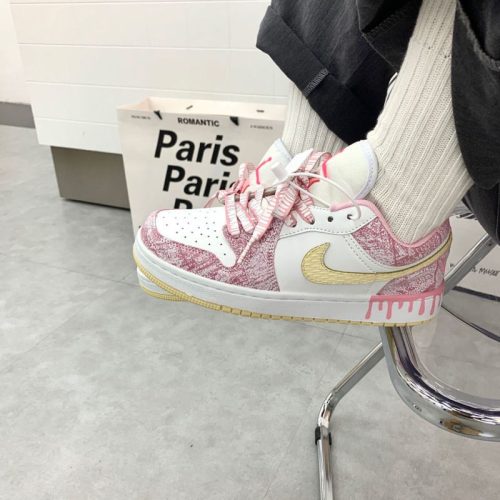 Replica Designer Nike Women White Pink Low-Top Breathable Casual Flat Shoes