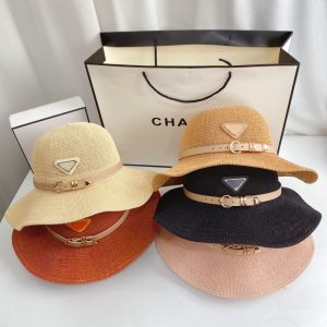 Replica Designer Prada Belt Decorated With Wavy Edge Brim Sunscreen Hat