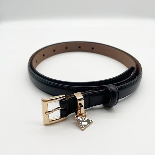 Replica Designer Prada Black Cowhide Boned Edge CraftsmanshipTemperament Belt