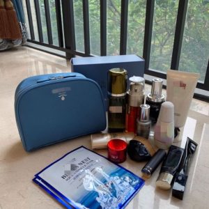 Replica Designer Prada Blue Large-Capacity Travel Cosmetic Bag