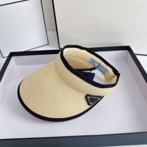 Replica Designer Prada Candy Color Edging Raffia Empty Top Hat