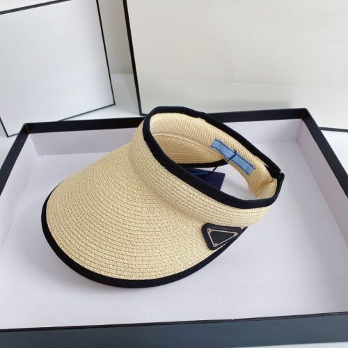 Replica Designer Prada Candy Color Edging Raffia Empty Top Hat