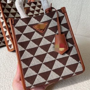 Replica Designer Prada Canvas Plaid Pattern Tote Bag