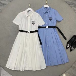 Replica Designer Prada Chest Classic Embroidered Letter Pleated Dress
