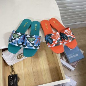 Replica Designer Prada Chic Embroidered Square Toe Slides